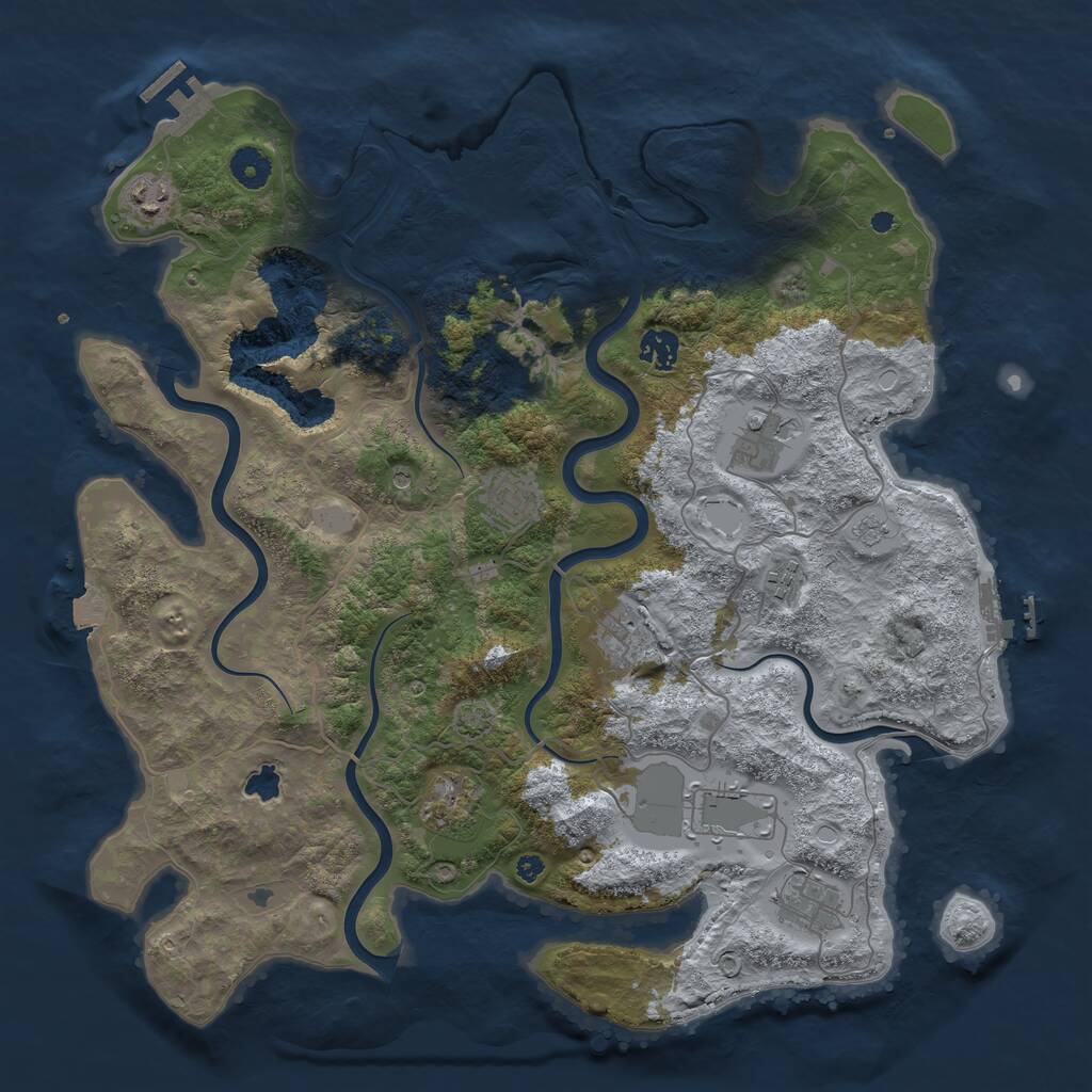 Rust Map: Procedural Map, Size: 4050, Seed: 497100661, 15 Monuments