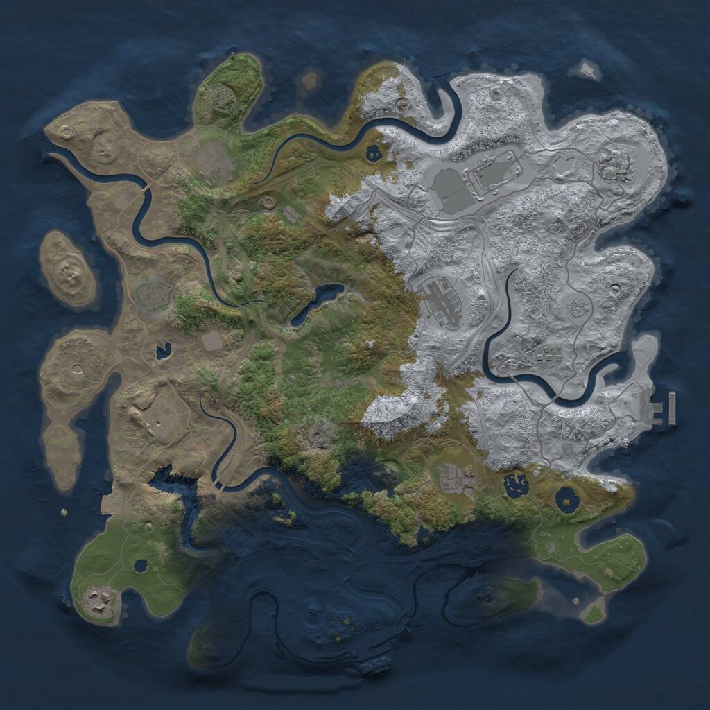 Rust Map: Procedural Map, Size: 4250, Seed: 274676950, 16 Monuments
