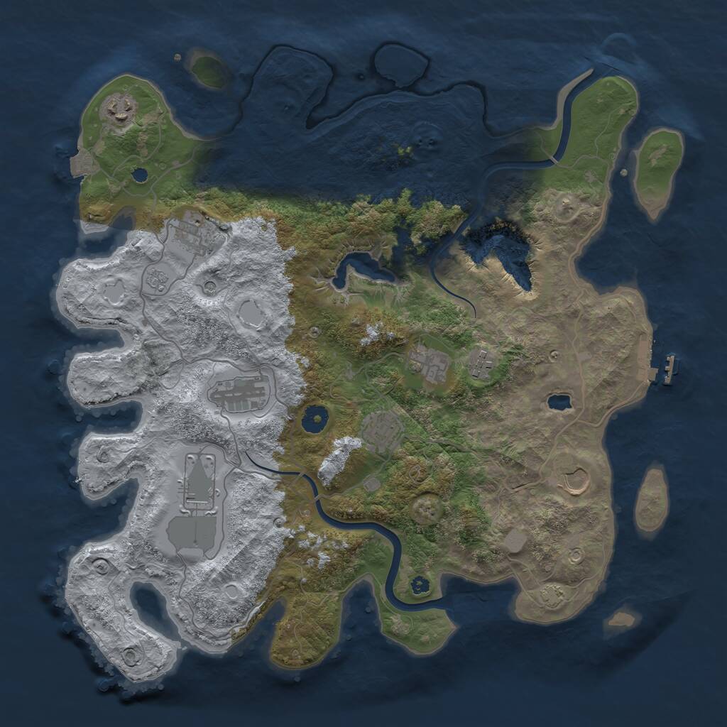 Rust Map: Procedural Map, Size: 4000, Seed: 1668785165, 13 Monuments