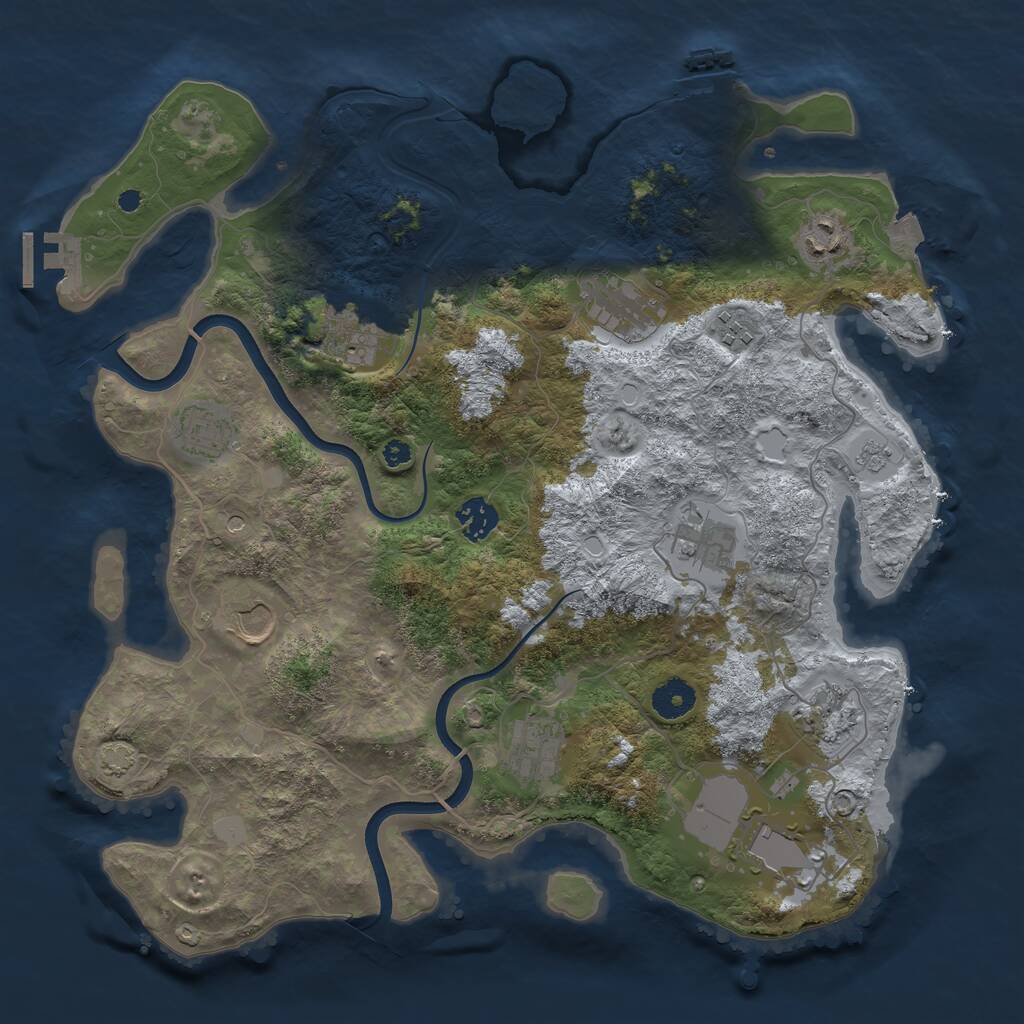 Rust Map: Procedural Map, Size: 3750, Seed: 505704302, 17 Monuments