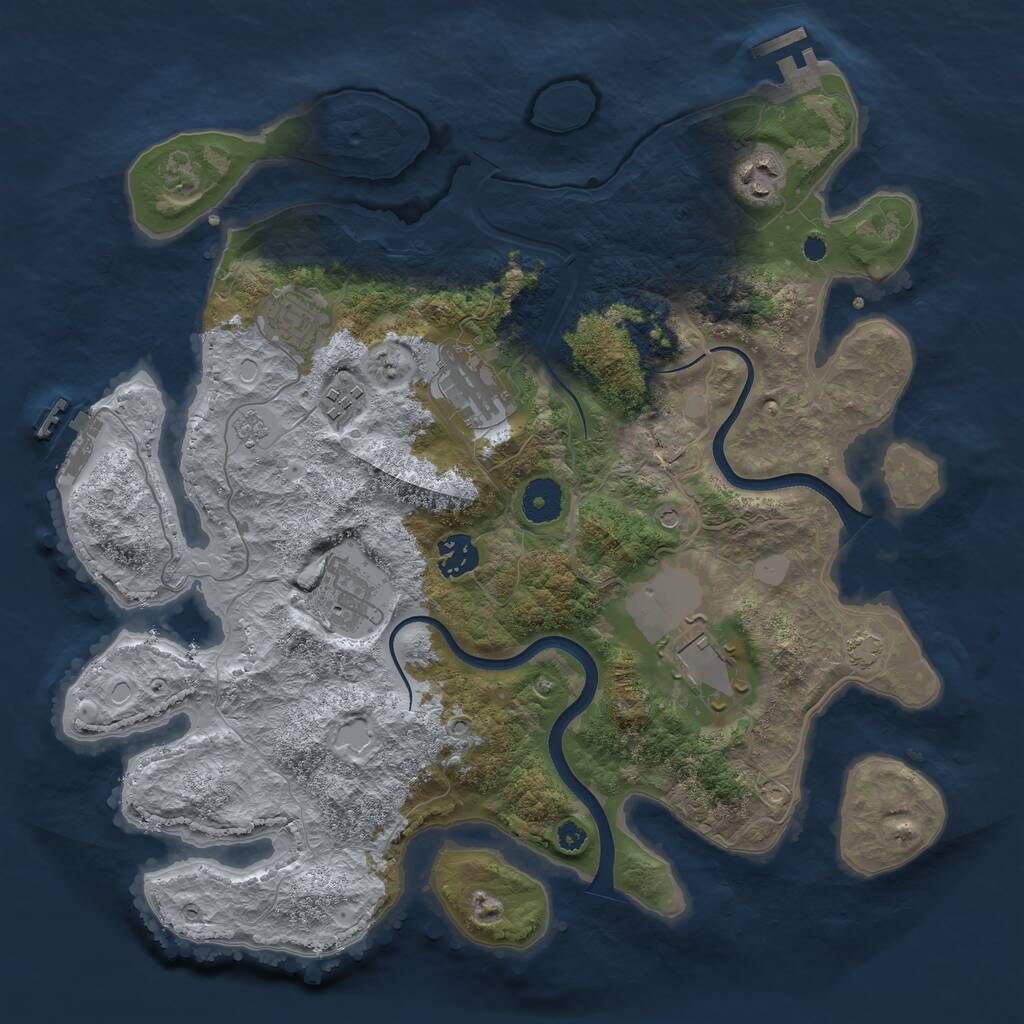 Rust Map: Procedural Map, Size: 3600, Seed: 764861494, 13 Monuments