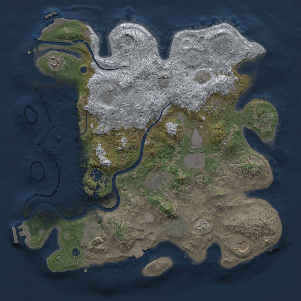 Rust Map: Procedural Map, Size: 3750, Seed: 1800973889, 17 Monuments
