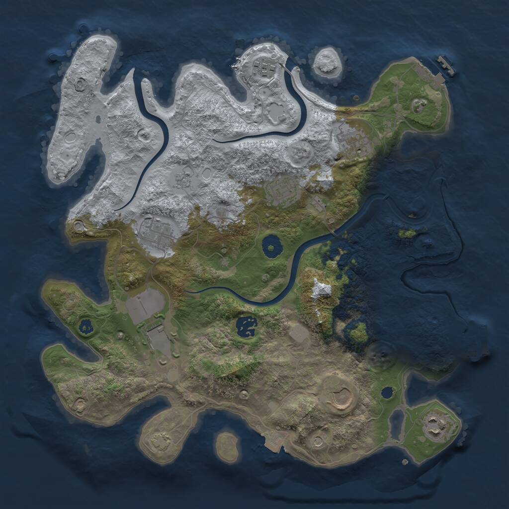 Rust Map: Procedural Map, Size: 3500, Seed: 1312955603, 14 Monuments
