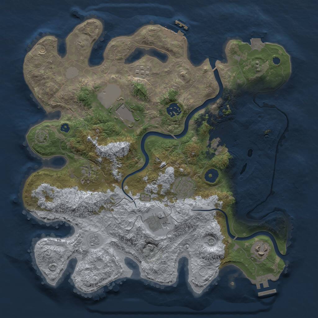 Rust Map: Procedural Map, Size: 3500, Seed: 751033226, 14 Monuments