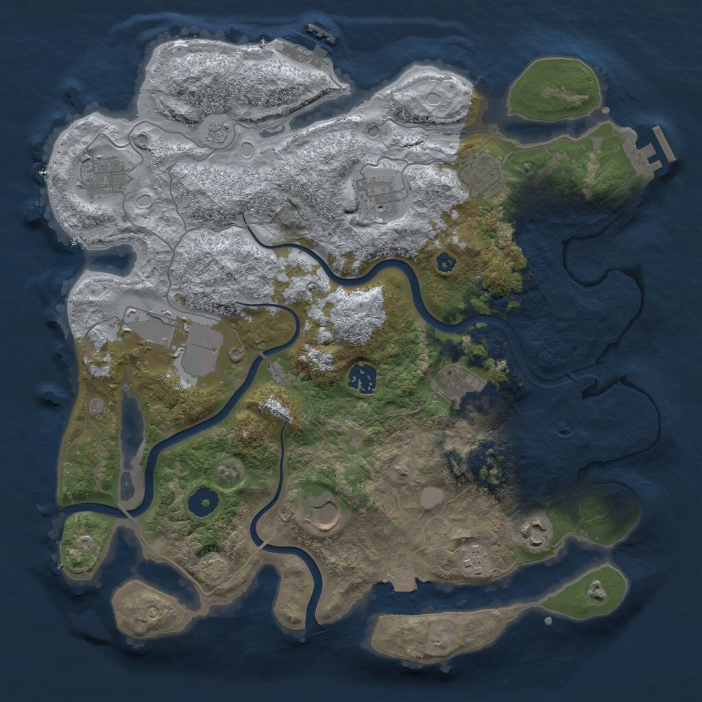 Rust Map: Procedural Map, Size: 3600, Seed: 43113, 15 Monuments