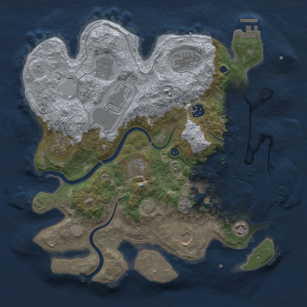 Rust Map: Procedural Map, Size: 3500, Seed: 12943, 15 Monuments