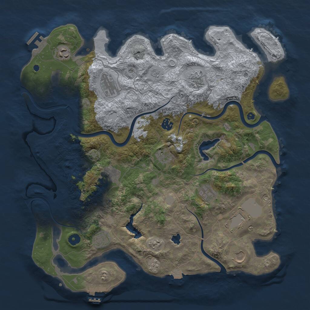 Rust Map: Procedural Map, Size: 4050, Seed: 397049826, 17 Monuments