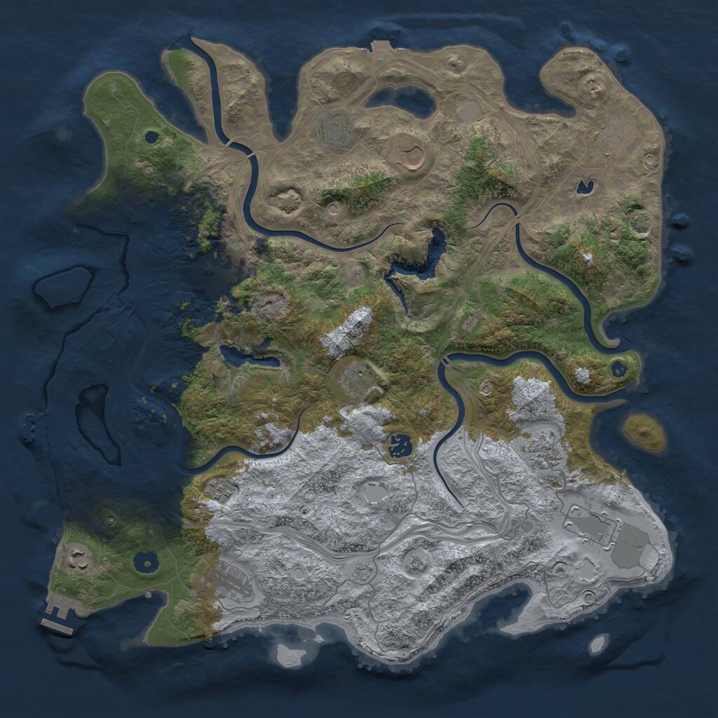 Rust Map: Procedural Map, Size: 4450, Seed: 78952222, 17 Monuments
