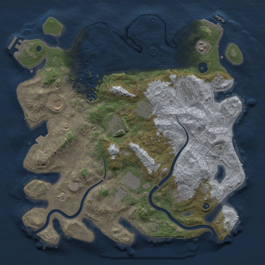 Rust Map: Procedural Map, Size: 3800, Seed: 477164797, 15 Monuments