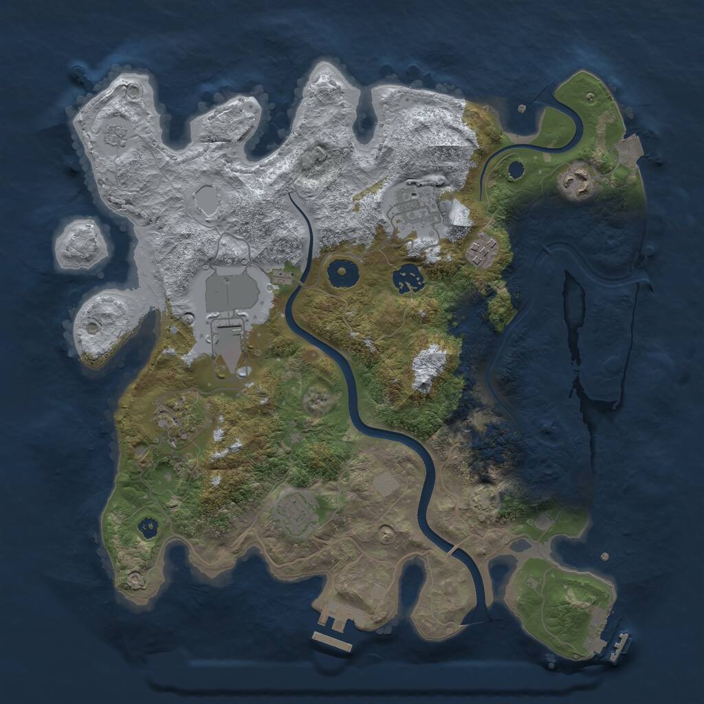Rust Map: Procedural Map, Size: 3500, Seed: 1664911, 13 Monuments