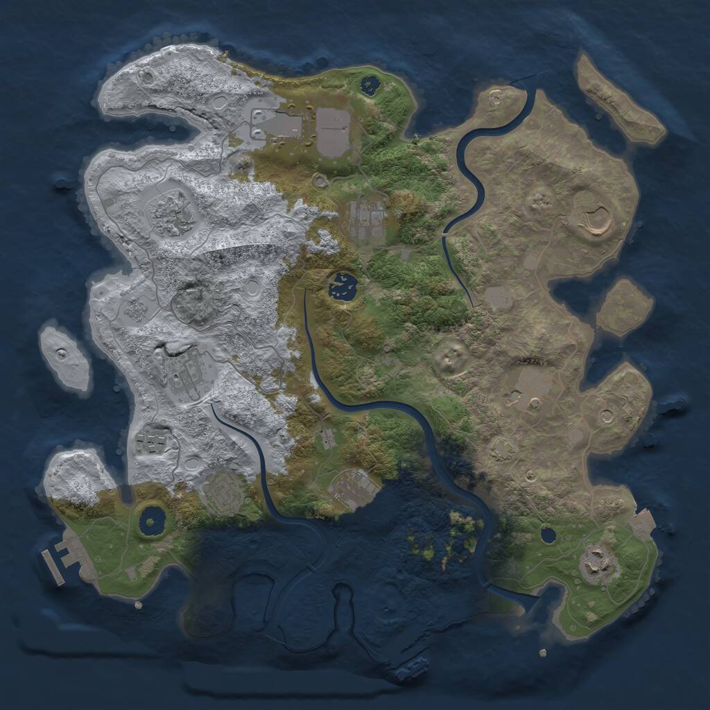 Rust Map: Procedural Map, Size: 3750, Seed: 2009466447, 17 Monuments