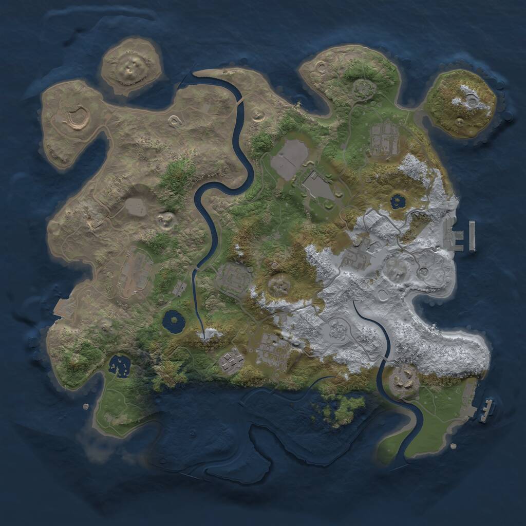 Rust Map: Procedural Map, Size: 3500, Seed: 1490342397, 16 Monuments