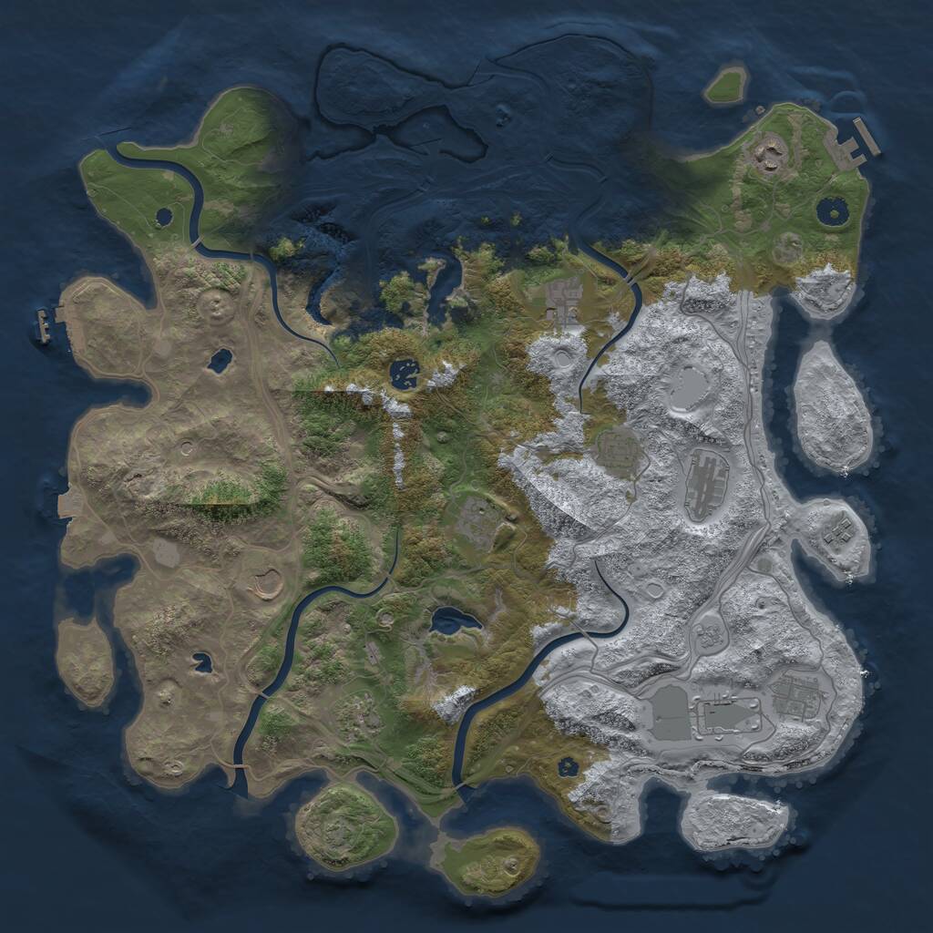 Rust Map: Procedural Map, Size: 4500, Seed: 4357345, 17 Monuments