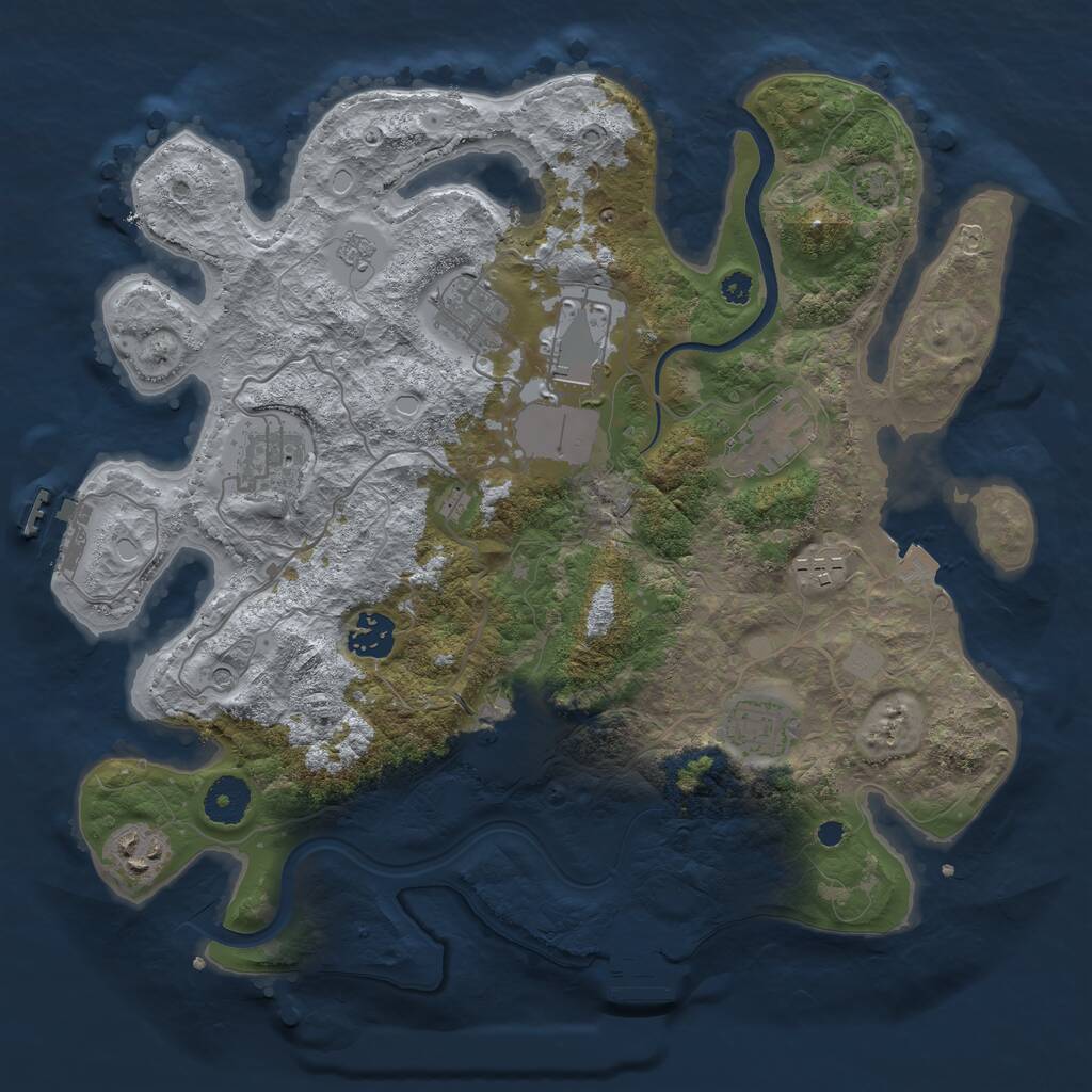 Rust Map: Procedural Map, Size: 3500, Seed: 2036368166, 15 Monuments