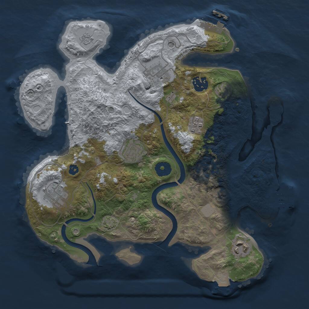 Rust Map: Procedural Map, Size: 3000, Seed: 7695320, 12 Monuments