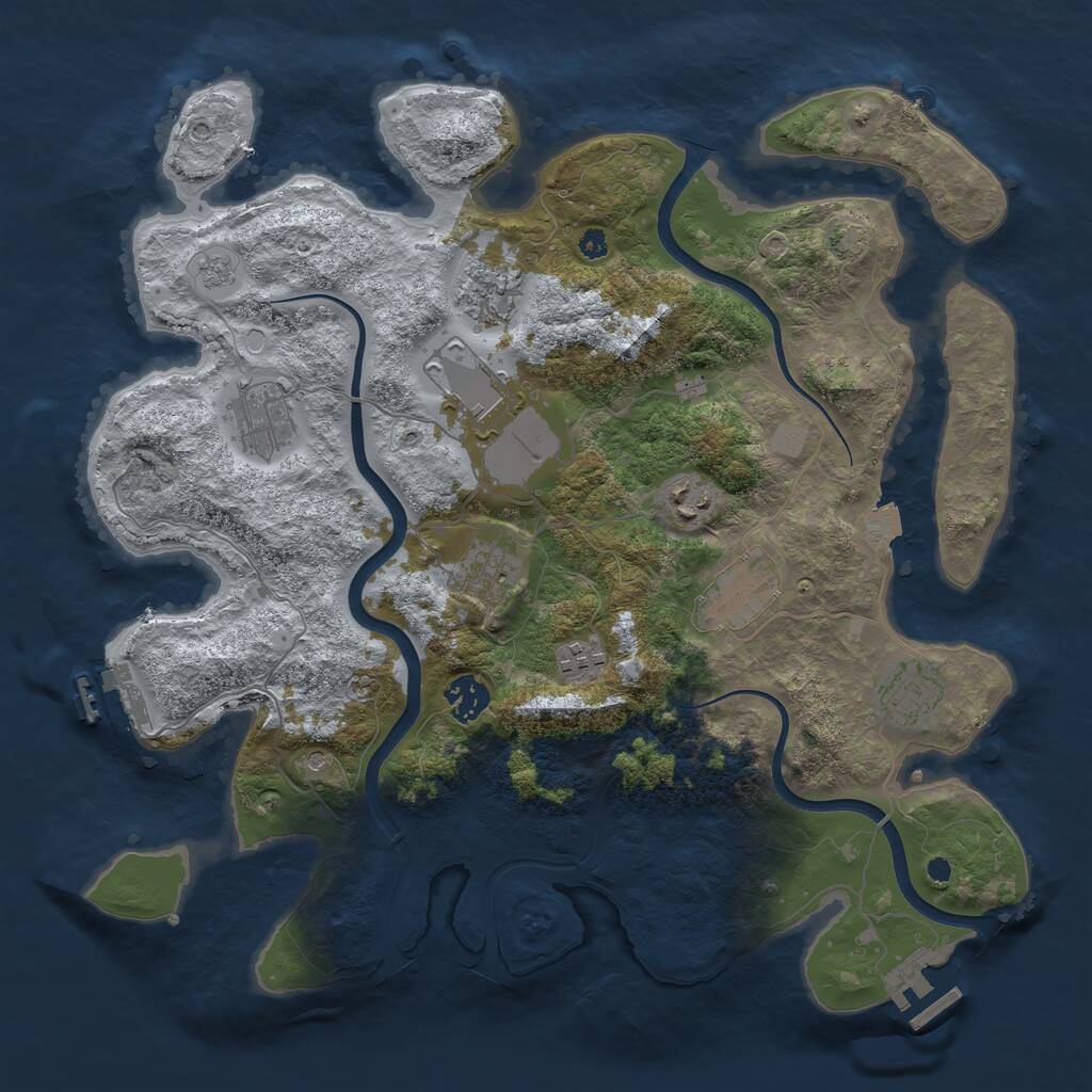 Rust Map: Procedural Map, Size: 3700, Seed: 866, 15 Monuments