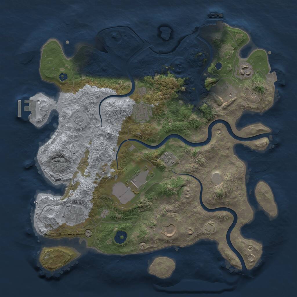 Rust Map: Procedural Map, Size: 3500, Seed: 1285530855, 13 Monuments