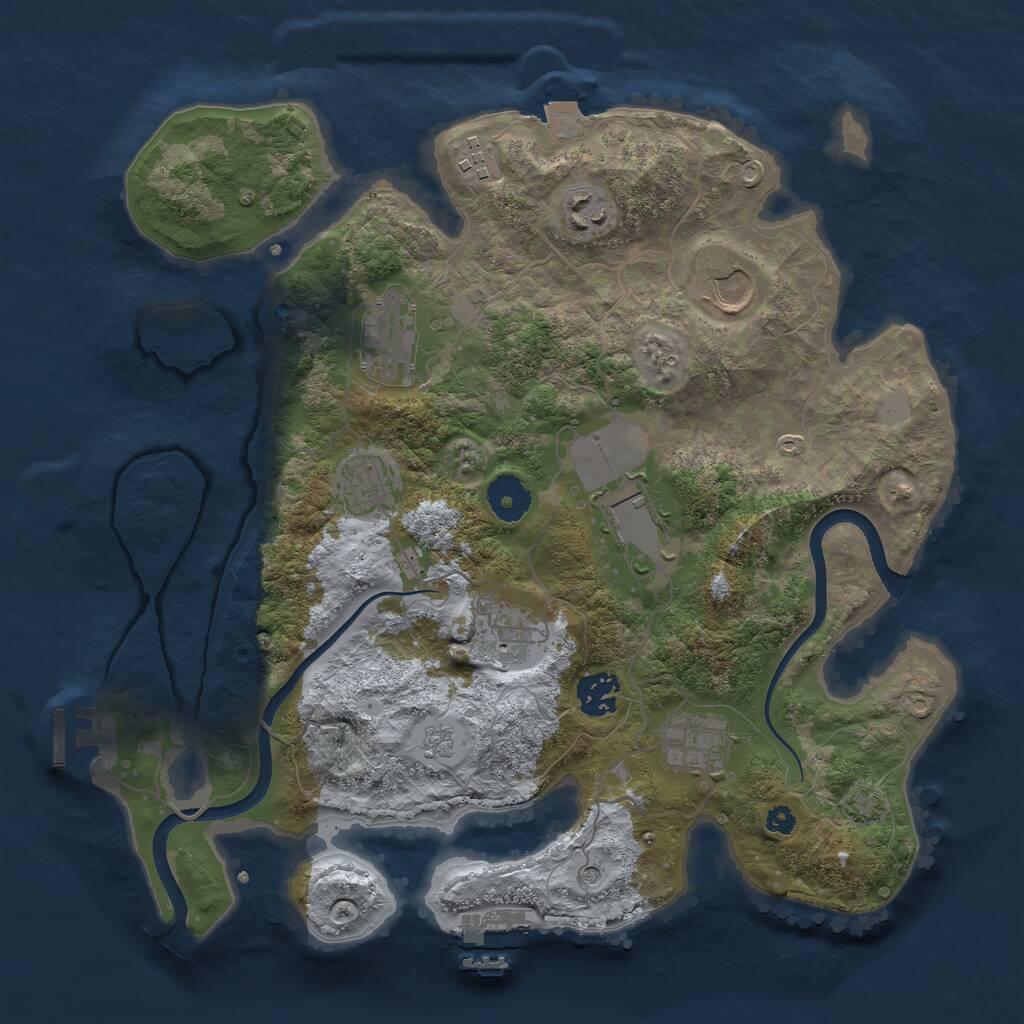 Rust Map: Procedural Map, Size: 3500, Seed: 1231198327, 15 Monuments