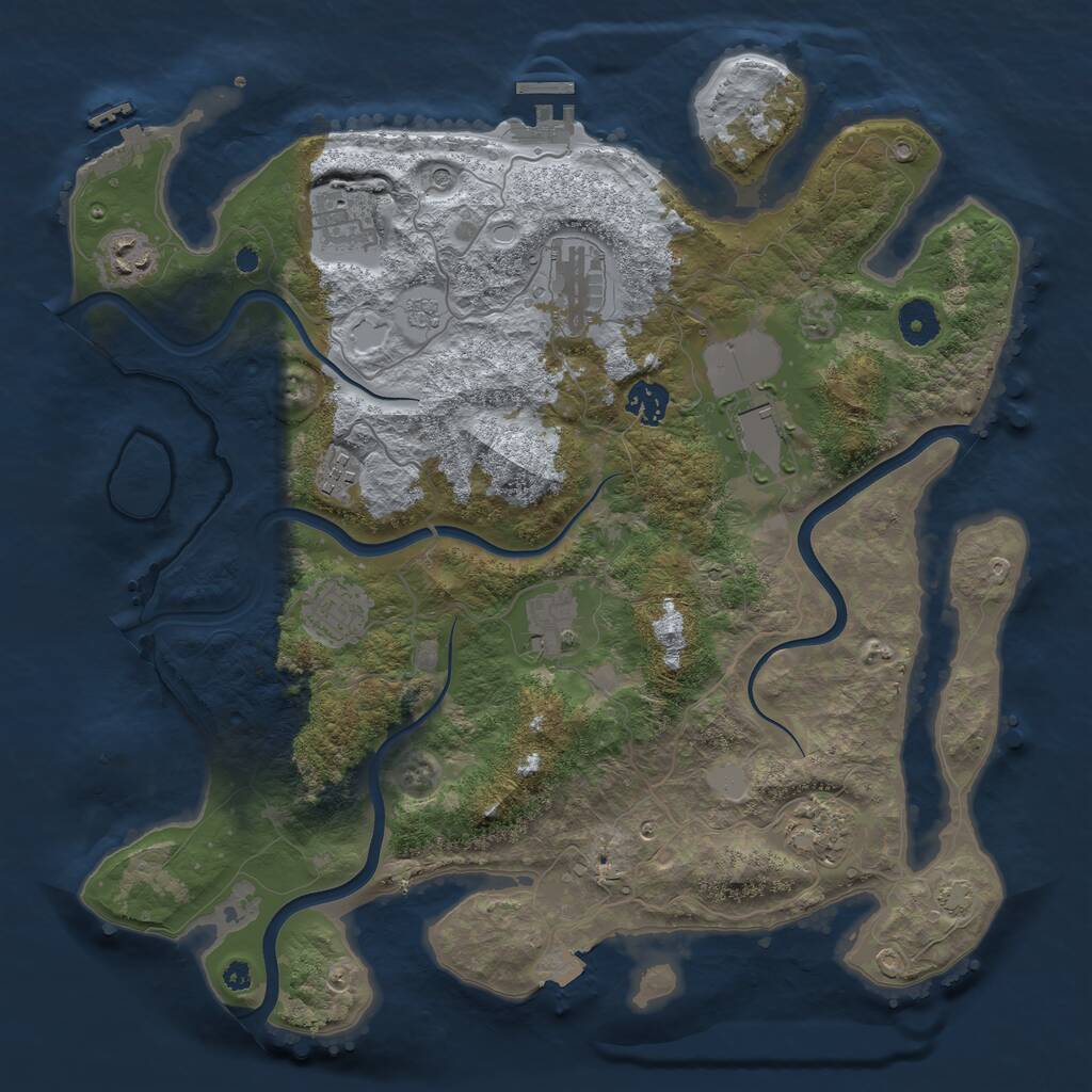 Rust Map: Procedural Map, Size: 3800, Seed: 66565, 15 Monuments