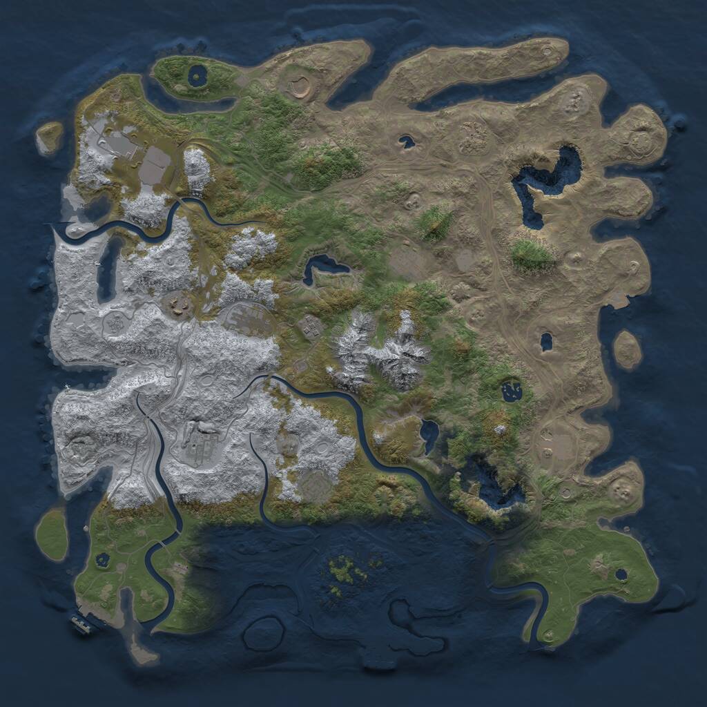Rust Map: Procedural Map, Size: 5000, Seed: 709547495, 17 Monuments