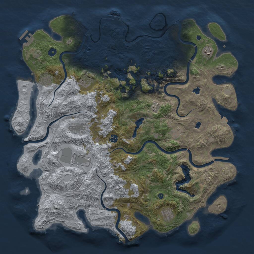 Rust Map: Procedural Map, Size: 4500, Seed: 306839917, 16 Monuments