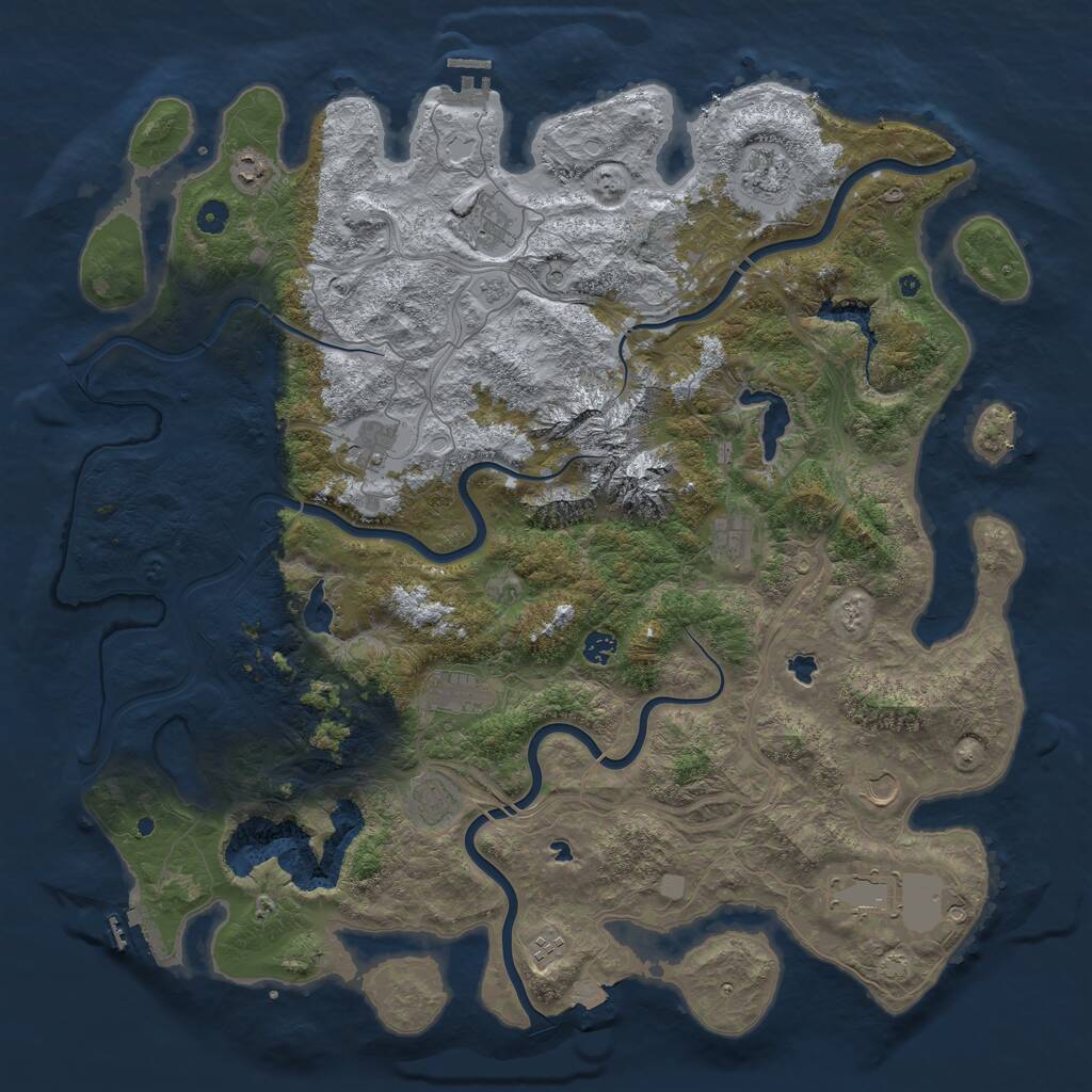 Rust Map: Procedural Map, Size: 5000, Seed: 835636, 17 Monuments