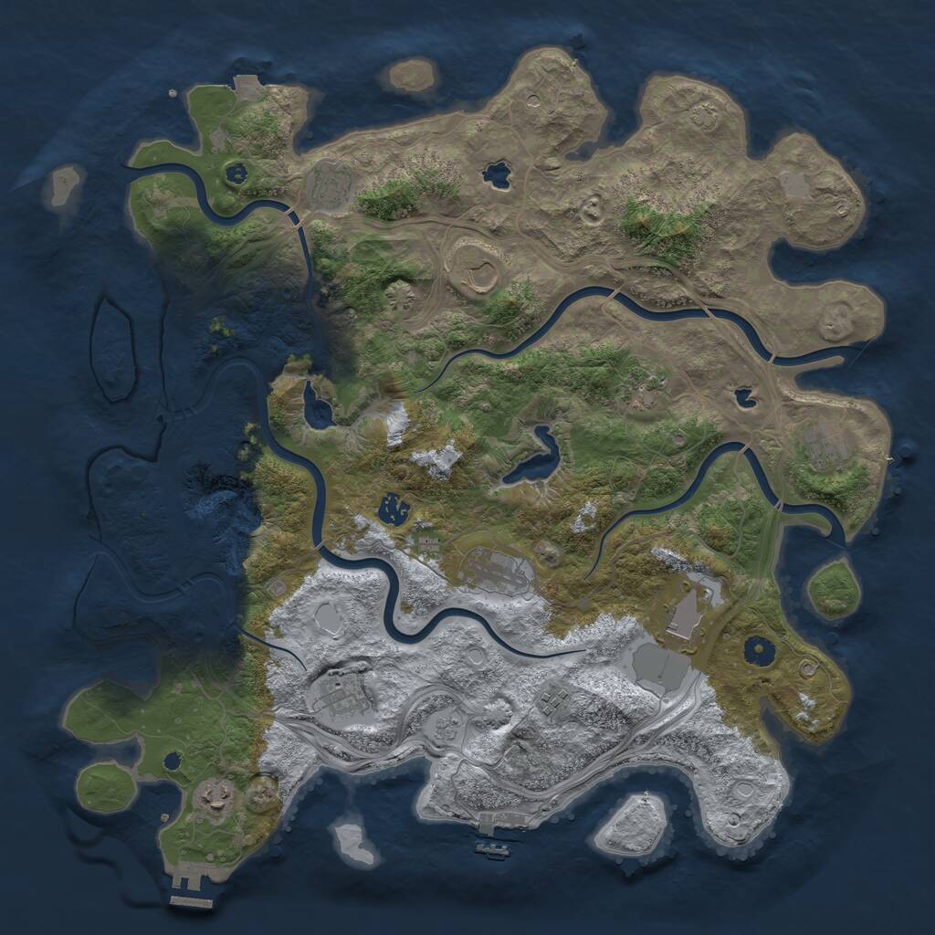 Rust Map: Procedural Map, Size: 4500, Seed: 2121706532, 16 Monuments