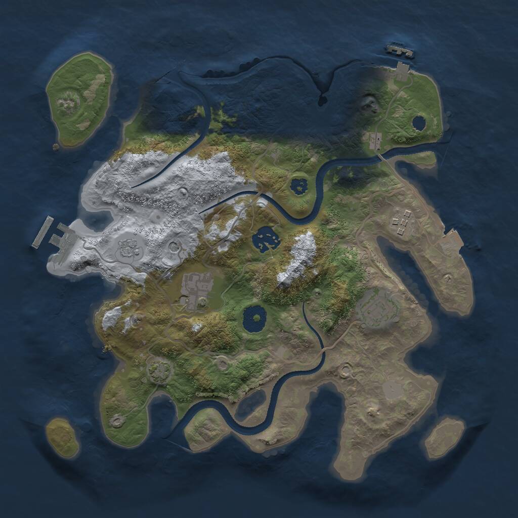 Rust Map: Procedural Map, Size: 3000, Seed: 7263410, 10 Monuments