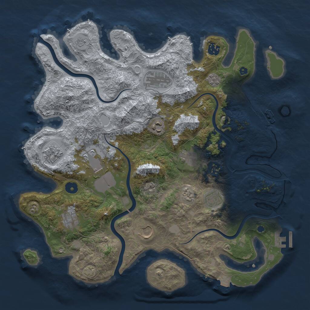 Rust Map: Procedural Map, Size: 3800, Seed: 66565111, 16 Monuments