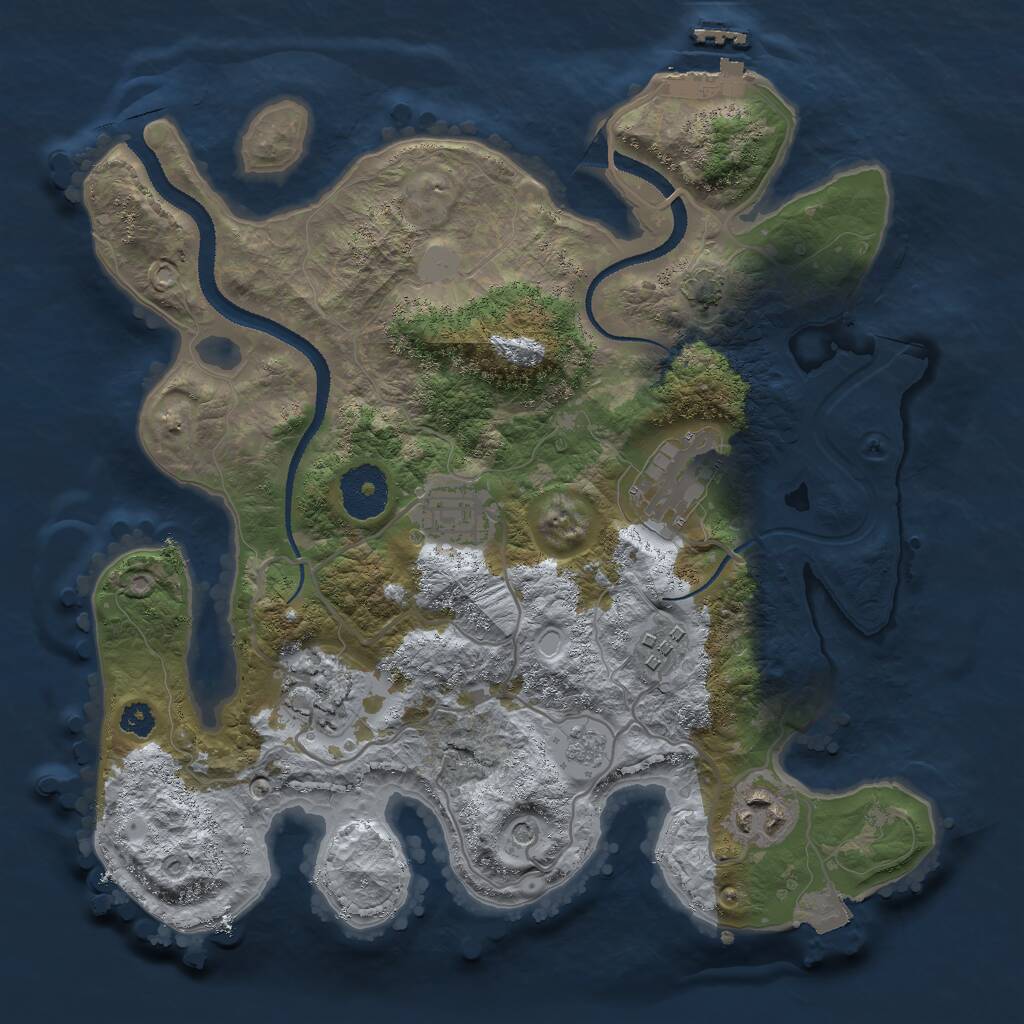 Rust Map: Procedural Map, Size: 3000, Seed: 1411013497, 10 Monuments