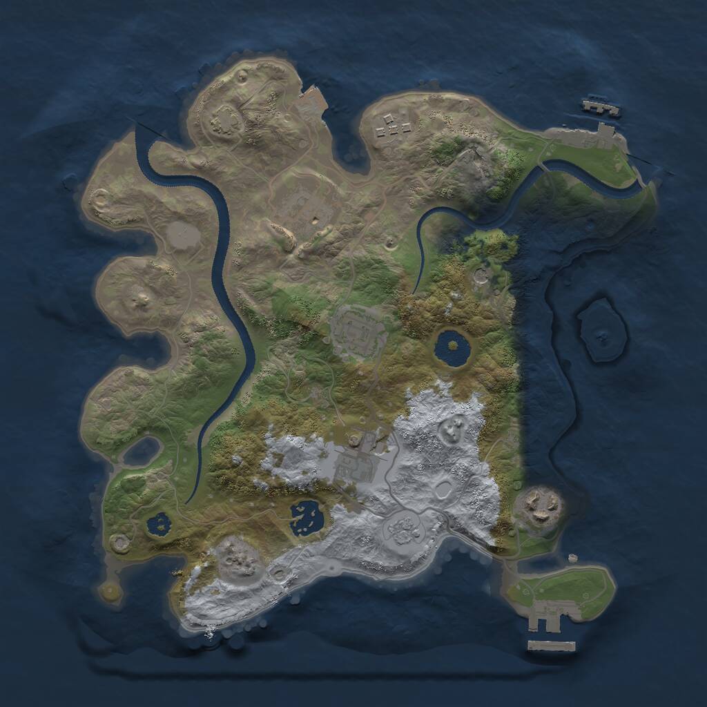 Rust Map: Procedural Map, Size: 3000, Seed: 866349087, 12 Monuments