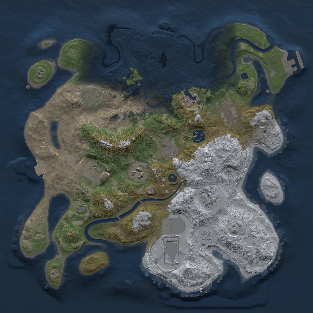 Rust Map: Procedural Map, Size: 3500, Seed: 1172338293, 15 Monuments