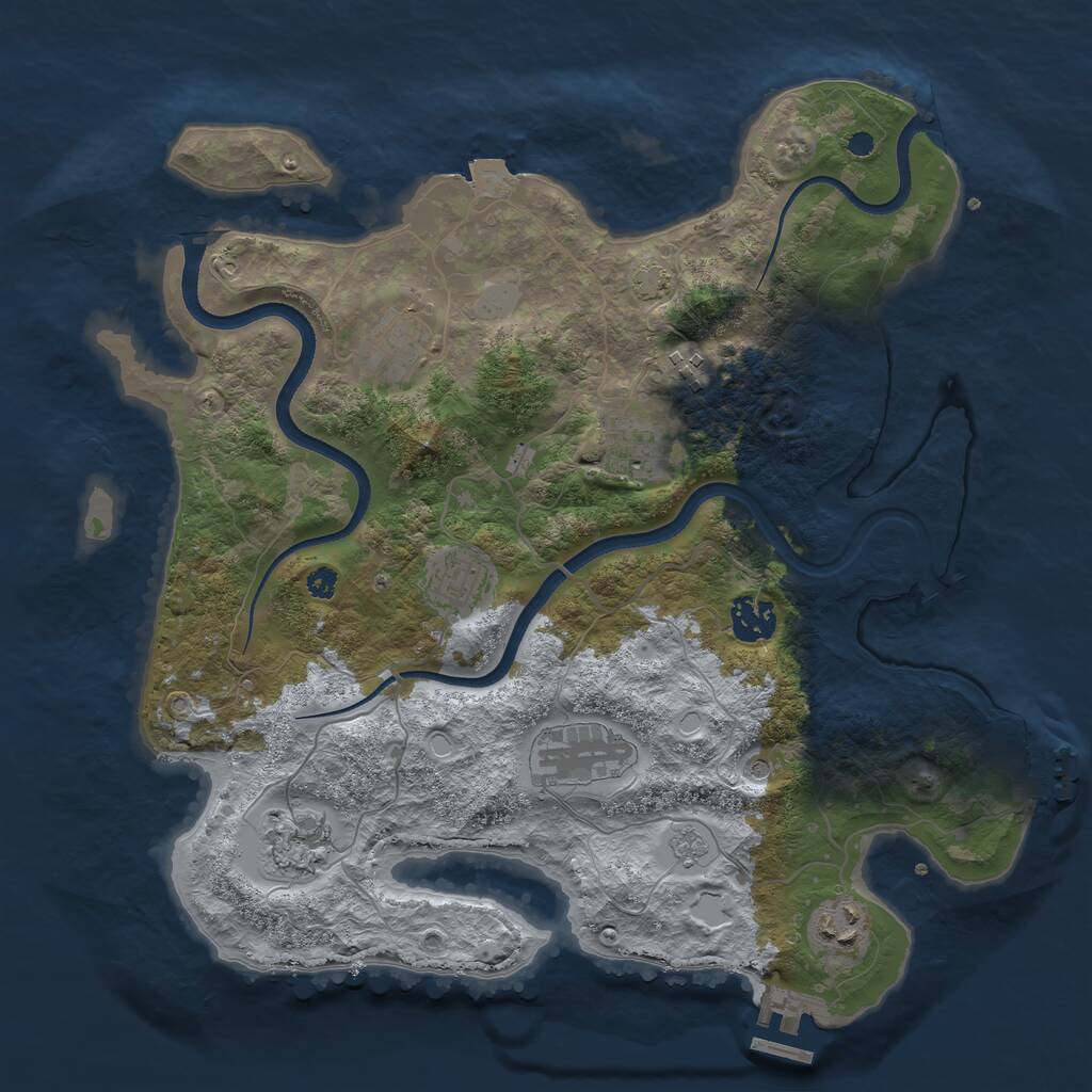 Rust Map: Procedural Map, Size: 3510, Seed: 30000, 14 Monuments