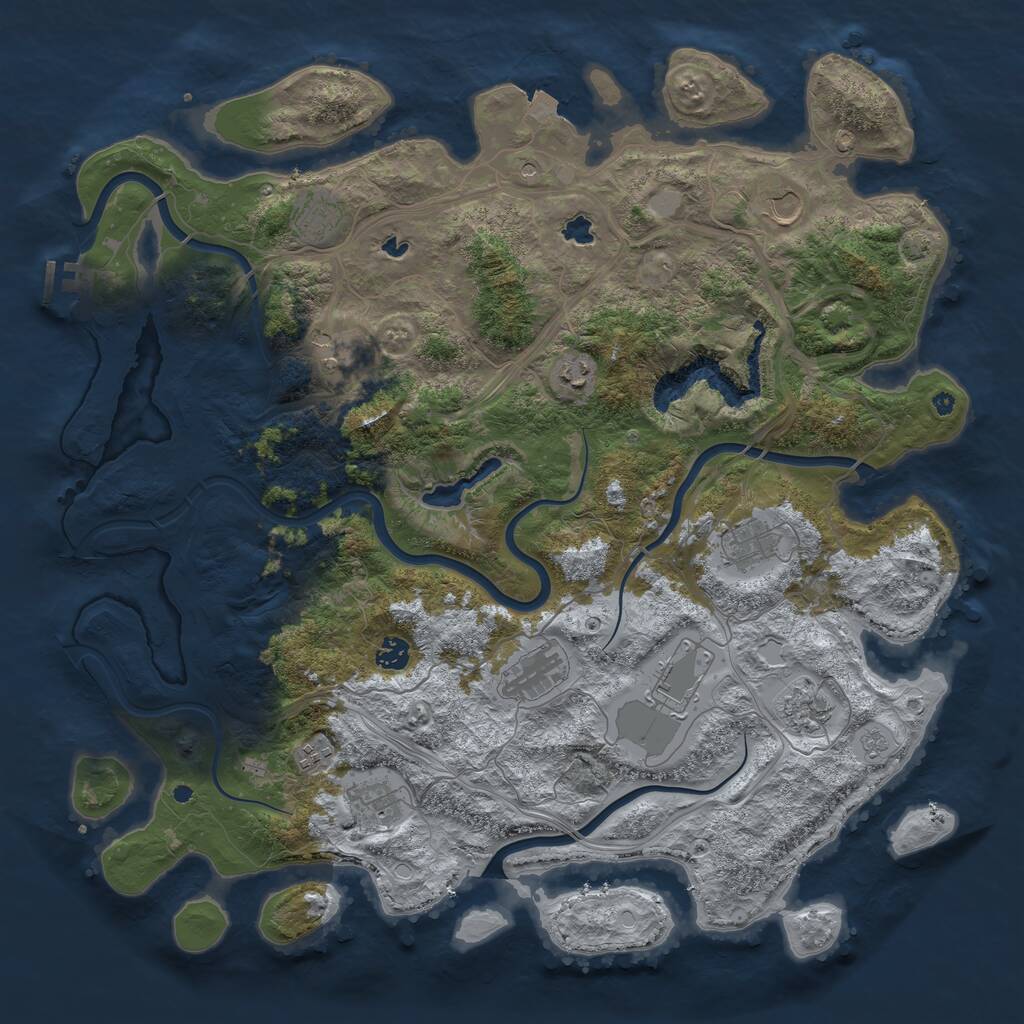 Rust Map: Procedural Map, Size: 4550, Seed: 57191312, 16 Monuments