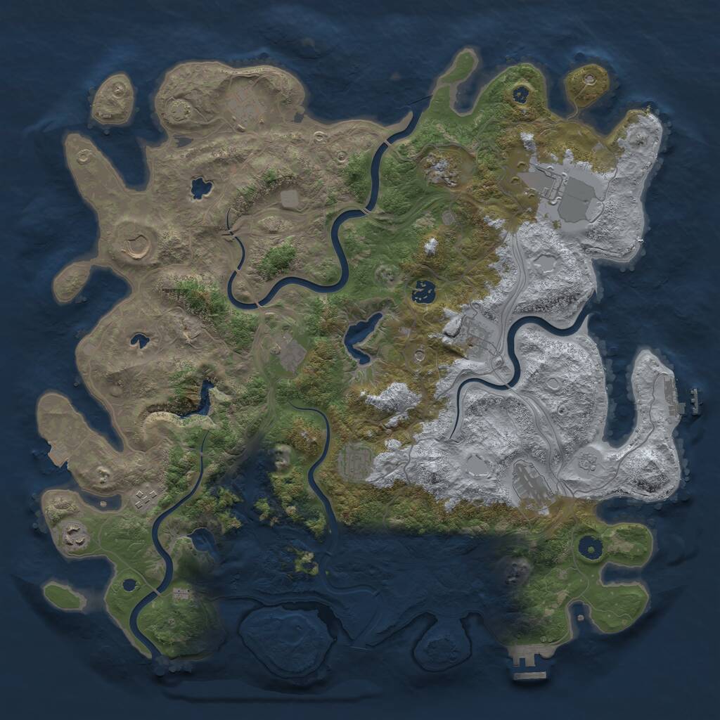 Rust Map: Procedural Map, Size: 4500, Seed: 93321441, 17 Monuments