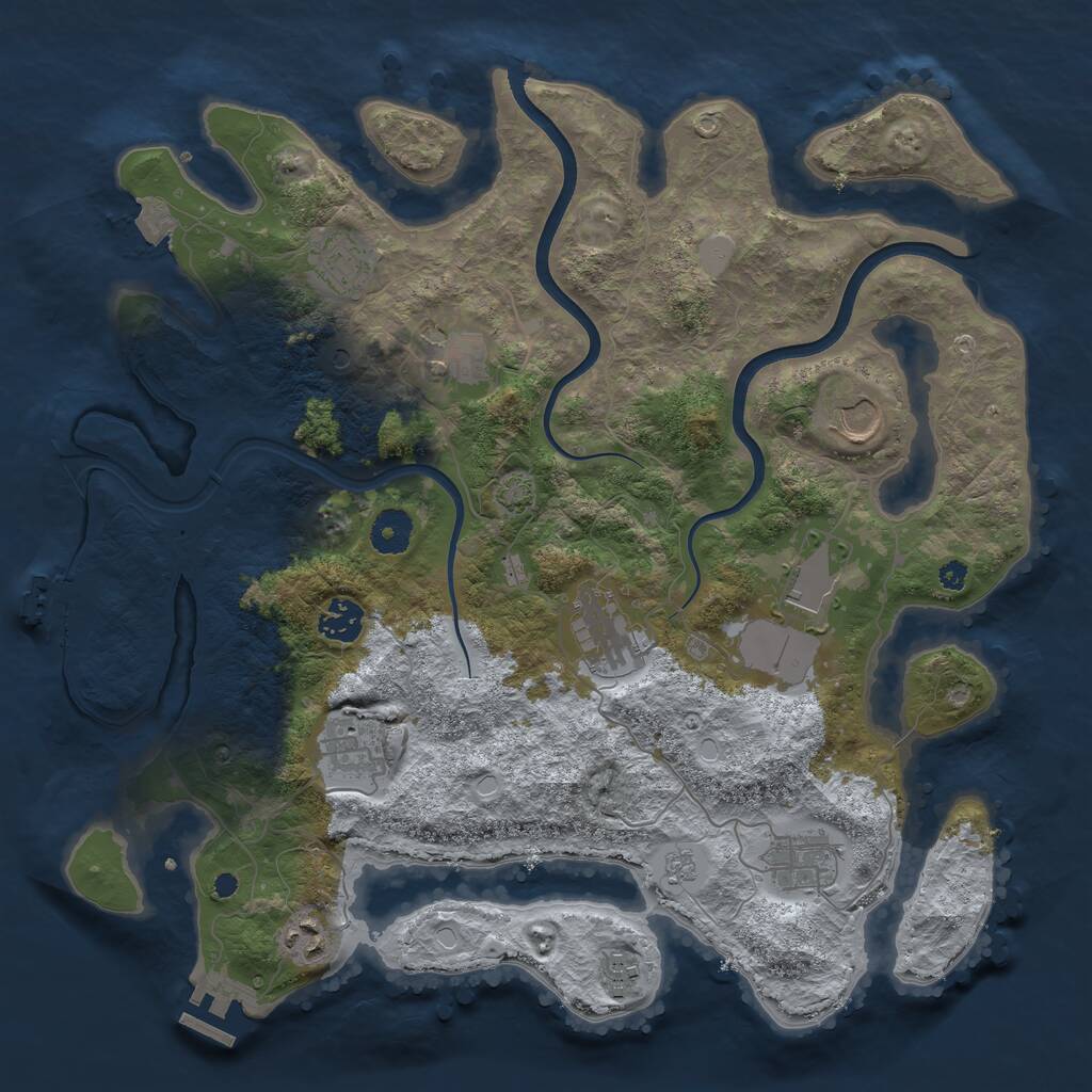 Rust Map: Procedural Map, Size: 3750, Seed: 24681357, 16 Monuments