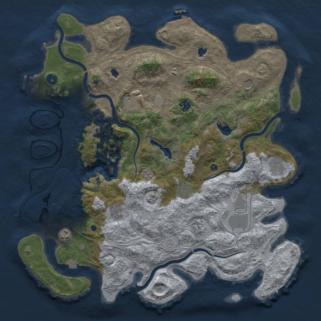 Rust Map: Procedural Map, Size: 4500, Seed: 1004139209, 16 Monuments