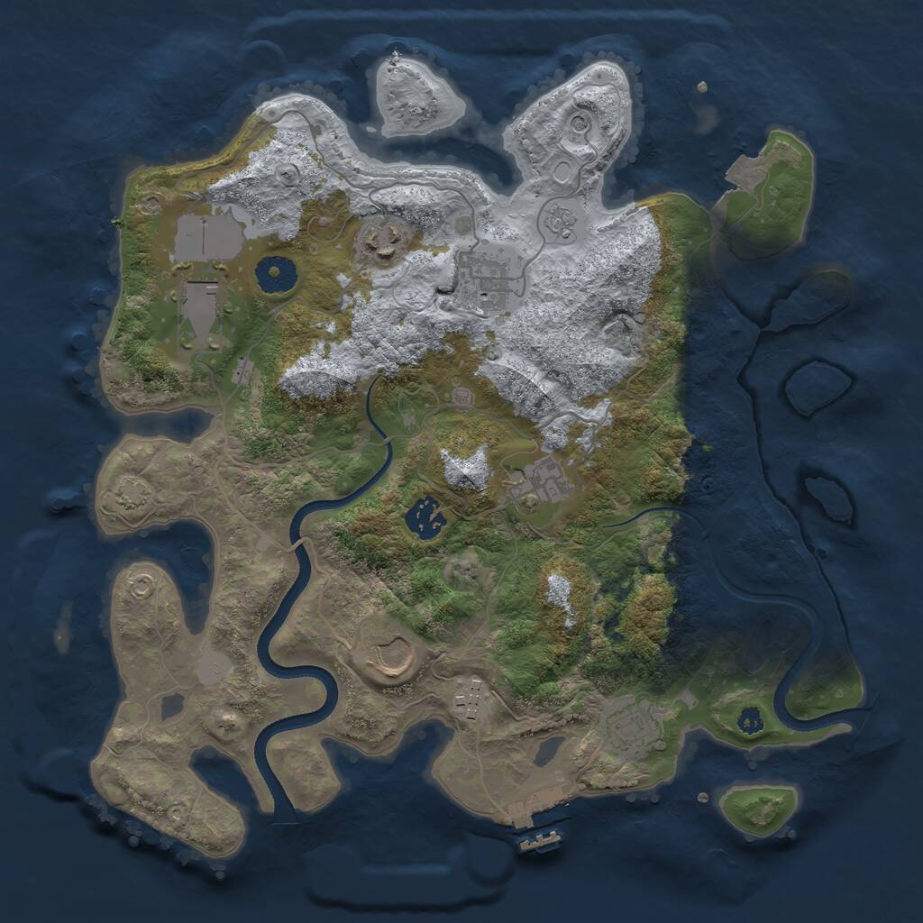 Rust Map: Procedural Map, Size: 3500, Seed: 1466922709, 13 Monuments