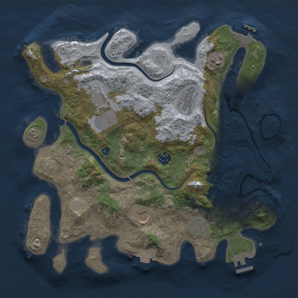 Rust Map: Procedural Map, Size: 3500, Seed: 1077785368, 13 Monuments