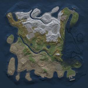 Thumbnail Rust Map: Procedural Map, Size: 3500, Seed: 1077785368, 13 Monuments