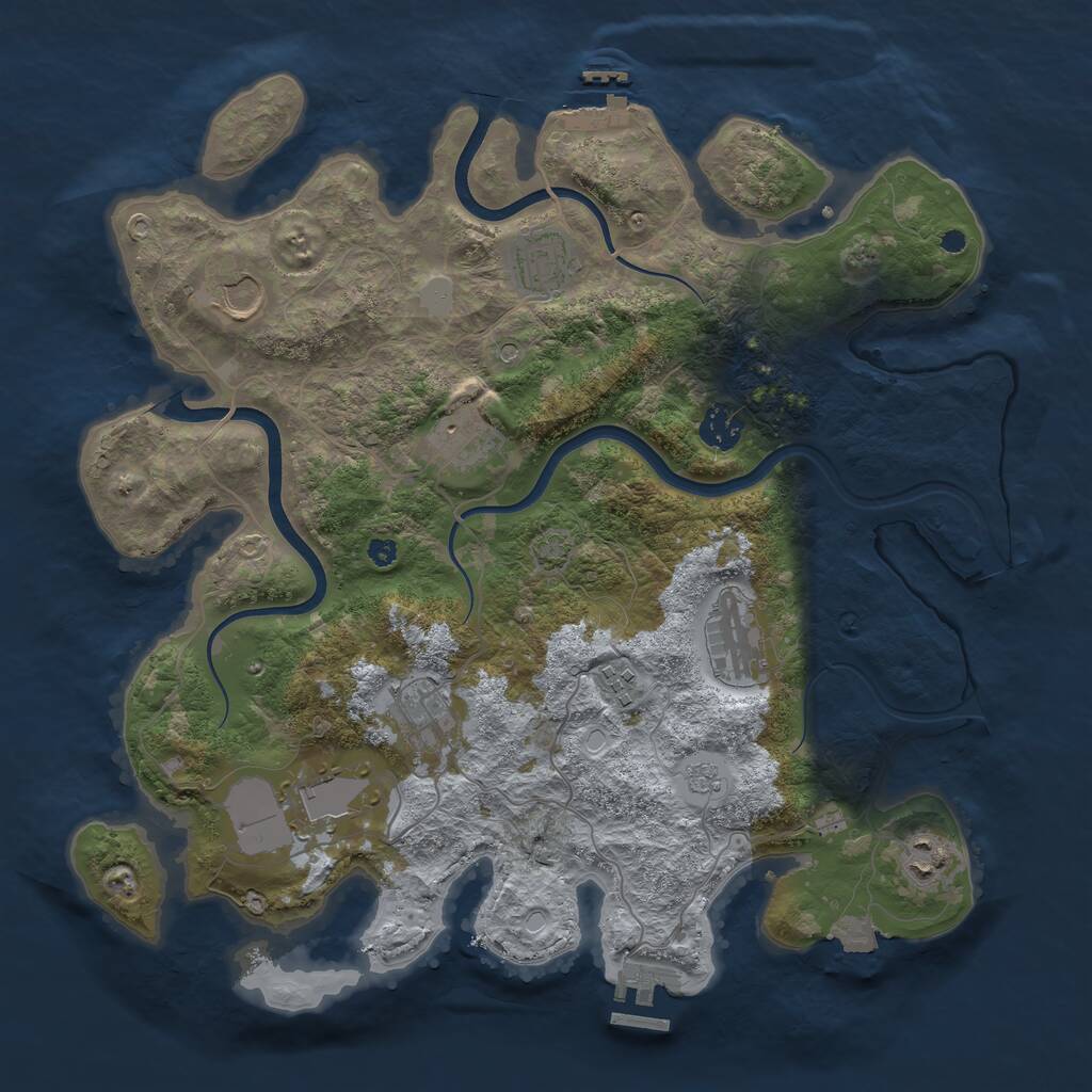 Rust Map: Procedural Map, Size: 3744, Seed: 451378111, 15 Monuments