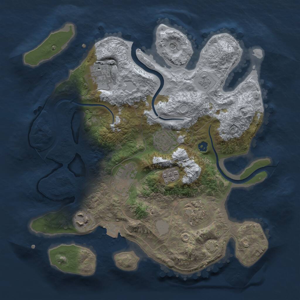 Rust Map: Procedural Map, Size: 3000, Seed: 434328686, 10 Monuments