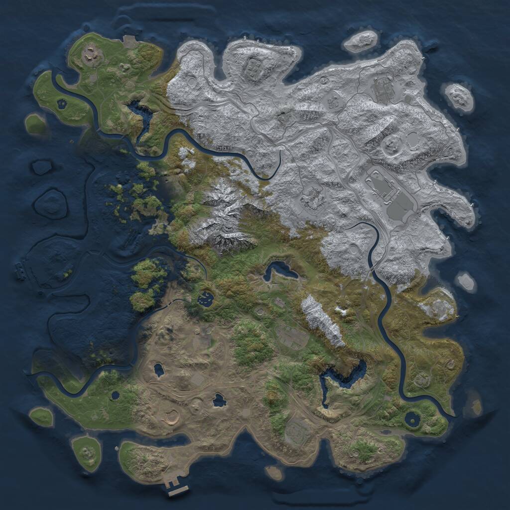 Rust Map: Procedural Map, Size: 5000, Seed: 663717996, 17 Monuments