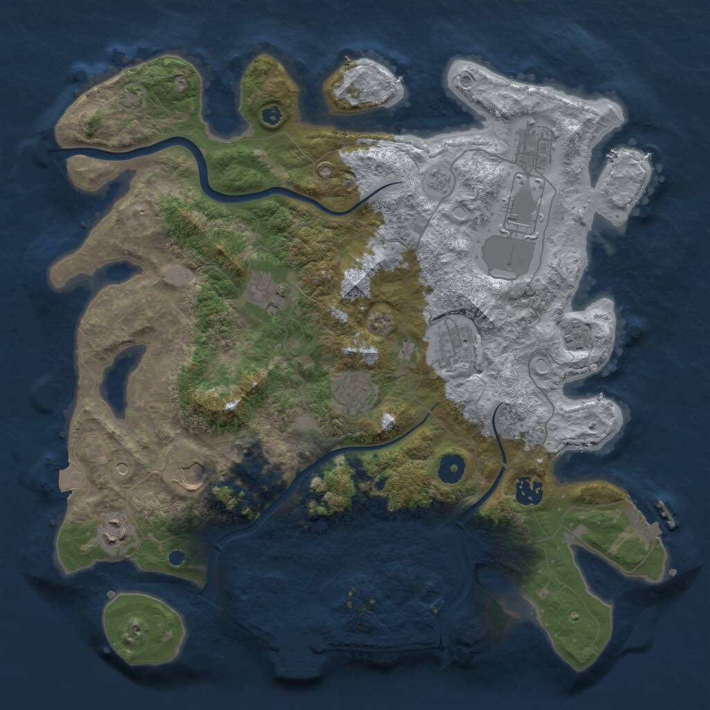 Rust Map: Procedural Map, Size: 3750, Seed: 250298482, 15 Monuments