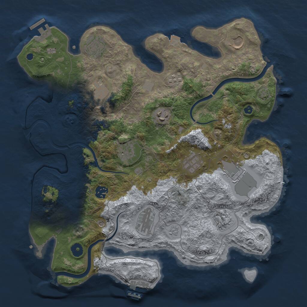 Rust Map: Procedural Map, Size: 3650, Seed: 29273158, 17 Monuments