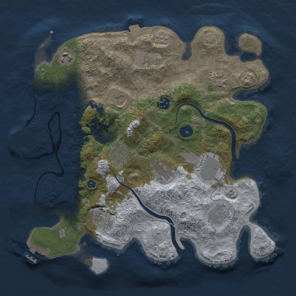 Rust Map: Procedural Map, Size: 3500, Seed: 2030232358, 16 Monuments