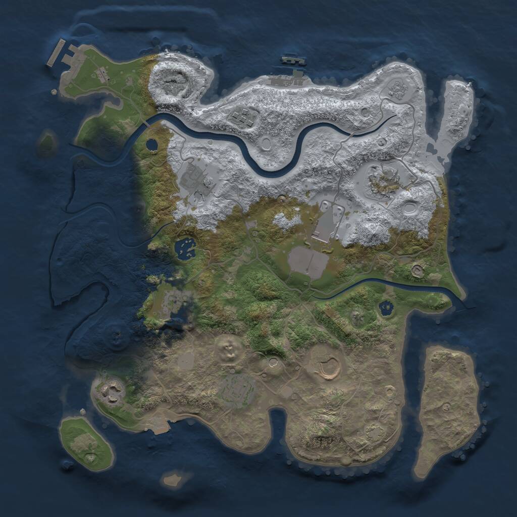 Rust Map: Procedural Map, Size: 3500, Seed: 742626726, 15 Monuments