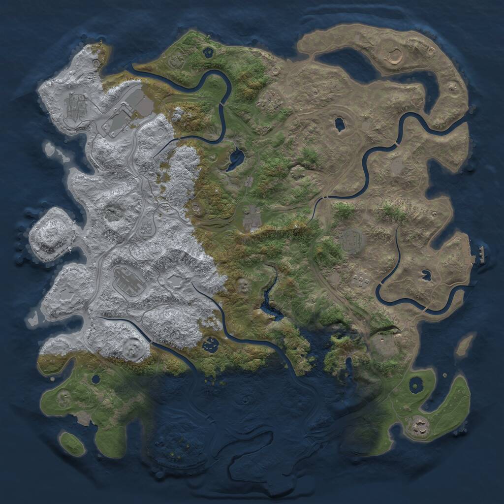 Rust Map: Procedural Map, Size: 4800, Seed: 1201186696, 17 Monuments