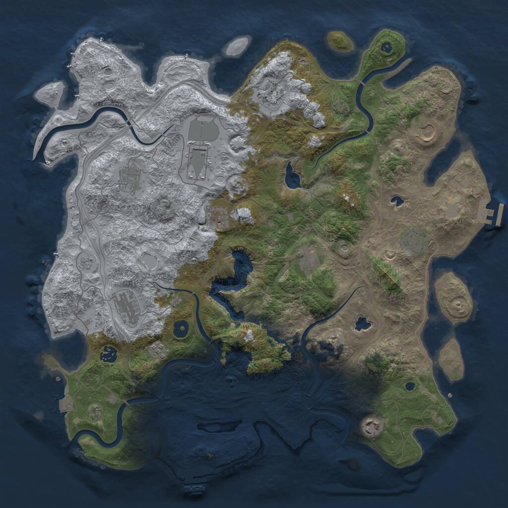 Rust Map: Procedural Map, Size: 4500, Seed: 2033809634, 17 Monuments
