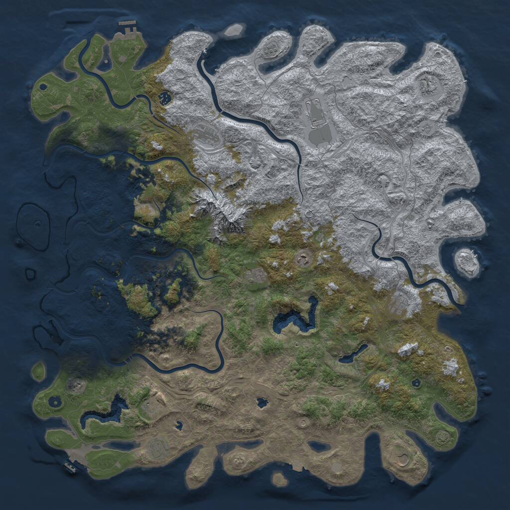 Rust Map: Procedural Map, Size: 6000, Seed: 2064767632, 17 Monuments